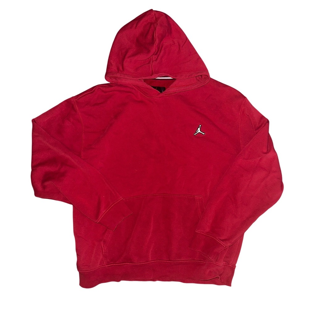 Jordan Essentials Mens Fleece Pullover Hoodie Red Jumpman Logo Size Large